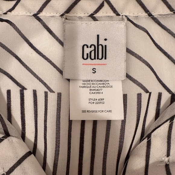 Cabi Parallel Button Down Black & White Striped Artsy Pattern - Sheer-Sz Small - Picture 12 of 13